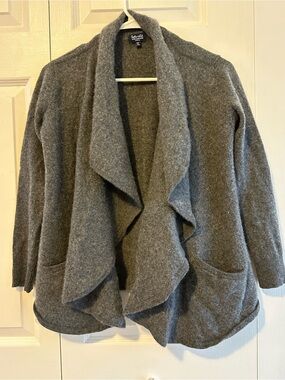 Splendid Pure Cashmere Draped Waterfall Open-Front Cardigan w/ Pockets